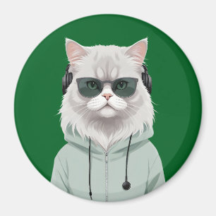 Cat Wearing Hoodie Funny Cool Animal Character Art Magnet