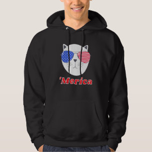 Cat Wearing Merica Sunglasses 4th Of July American Hoodie