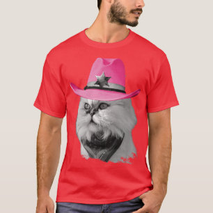 Cat Wearing Pink Cowboy Hat Cowgirl T-Shirt