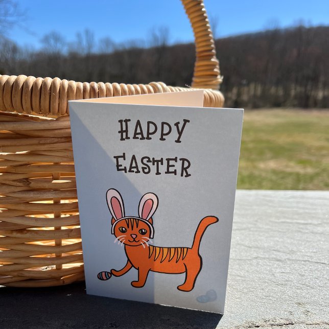 Cat Wearing Rabbit Ears Happy Easter Card (Creator Uploaded)