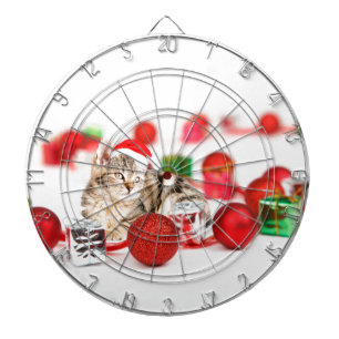 Cat wearing red Santa hat Christmas Ornament Dartboard