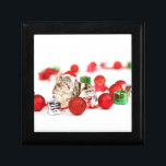 Cat wearing red Santa hat Christmas Ornament Gift Box<br><div class="desc">A Cute Cat wearing red Santa hat Christmas Ornament and gift boxes</div>
