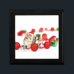 Cat wearing red Santa hat Christmas Ornament Gift Box<br><div class="desc">A Cute Cat wearing red Santa hat Christmas Ornament and gift boxes</div>