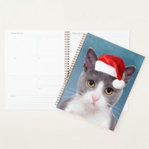 Cat wearing Santa Hat Christmas Portrait Planner