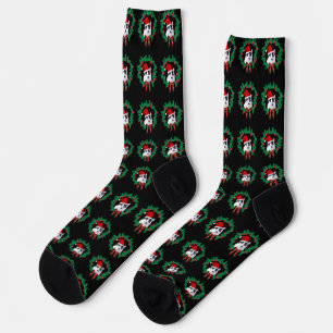 Cat Wearing Santa Hat Cute Pattern  Socks