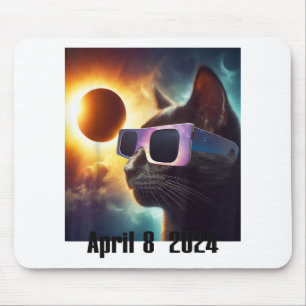 Cat Wearing Solar Glasses Eclipse Colorful Pop Cul Mouse Mat
