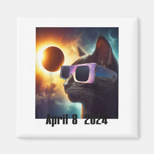 Cat Wearing Solar Glasses Eclipse Colourful Pop Cu Magnet