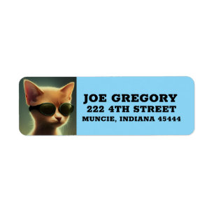 CAT WEARING SUNGLASSES Big Return Address Labels