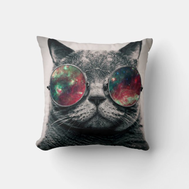 cat wearing sunglasses cushion (Front)