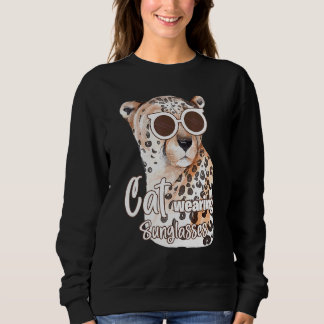 Cat Wearing Sunglasses Leopard Cat 1 Sweatshirt