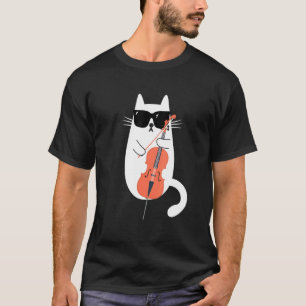 Cat Wearing Sunglasses Playing Cello Cellist Music T-Shirt