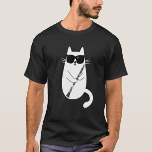 Cat Wearing Sunglasses Playing Clarinet Musician T-Shirt