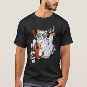 Cat wearing sunglasses playing Guitar Guitarist T-Shirt