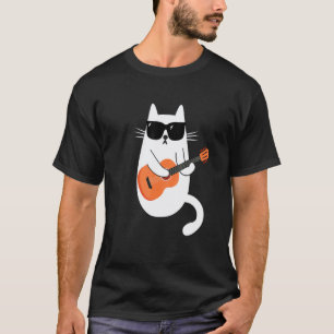 Cat Wearing Sunglasses Playing Guitar Musician T-Shirt
