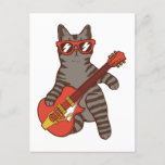 Cat Wearing Sunglasses Playing Guitar Postcard<br><div class="desc">Cat Wearing Sunglasses Playing Acoustic Guitar Cool Musician Guitarist Family design Gift Postcard Classic Collection.</div>