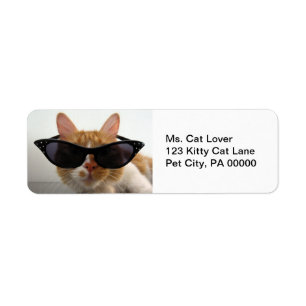Cat Wearing Sunglasses  Return Address Labels