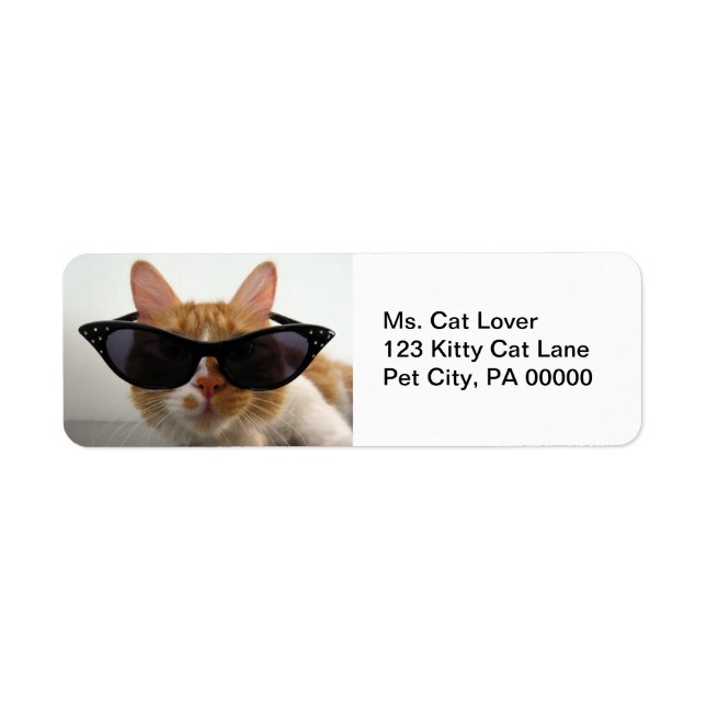 Cat Wearing Sunglasses  Return Address Labels (Front)