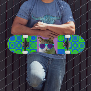 CAT WEARING SUNGLASSES SKATEBOARDS