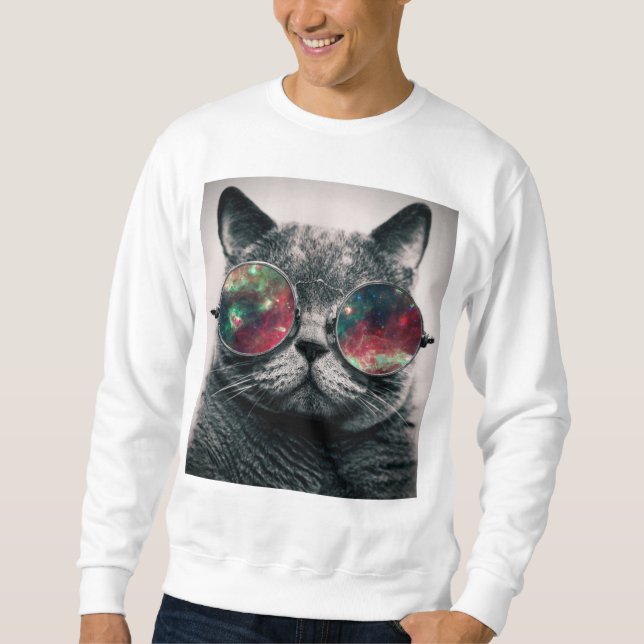 cat wearing sunglasses swatshirt sweatshirt (Front)