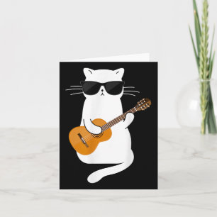 Cat Wearing Sungles Playing Guitar Guitarist Card