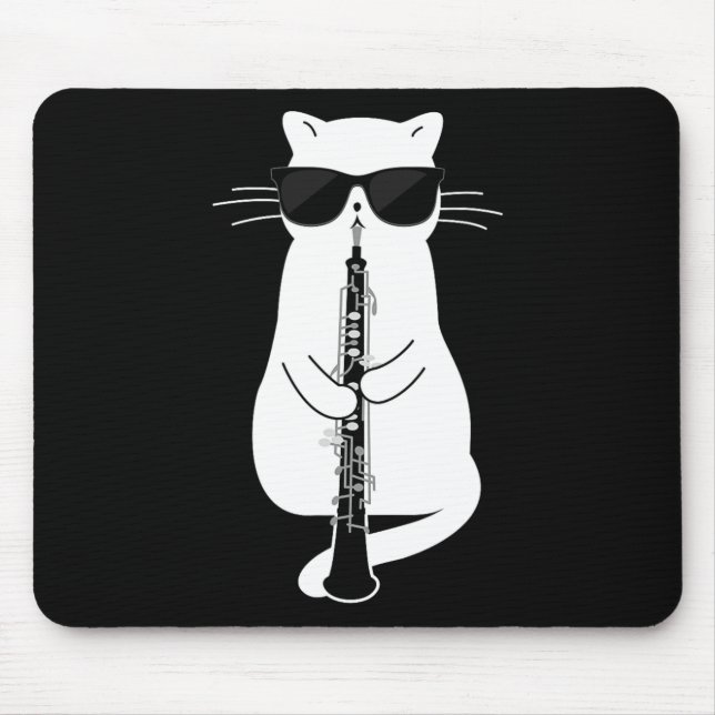 Cat Wearing Sungles Playing Oboe  Mouse Mat (Front)