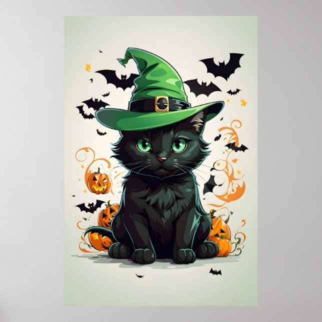 Cat Wears Halloween Hats Poster (Front)