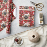 Cat wears Santa Hat for Christmas themed Party  Wrapping Paper<br><div class="desc">Cat wears Santa Hat for Christmas themed Party Wrapping Paper</div>