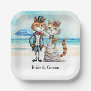 Cat Wedding Beach Wedding Themed Paper Plate