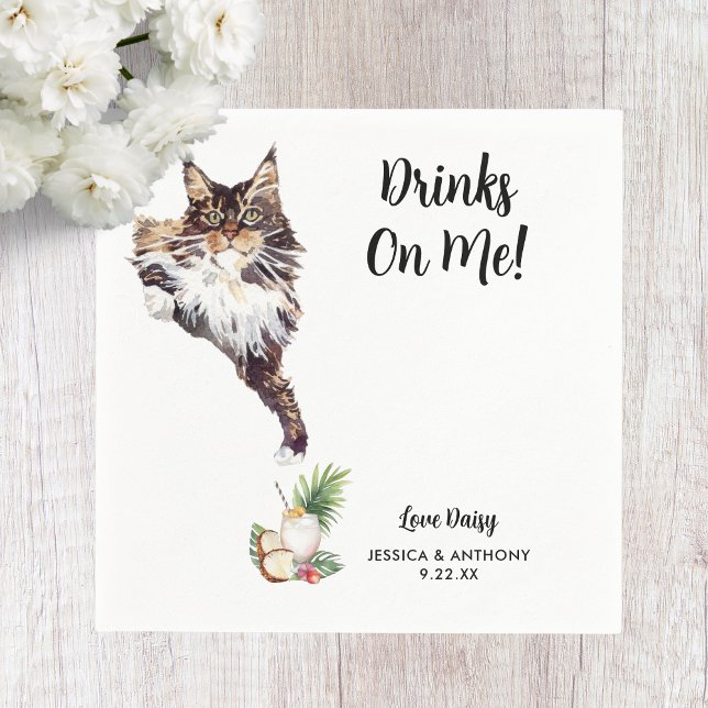 Cat Wedding Cocktail Napkins (Creator Uploaded)