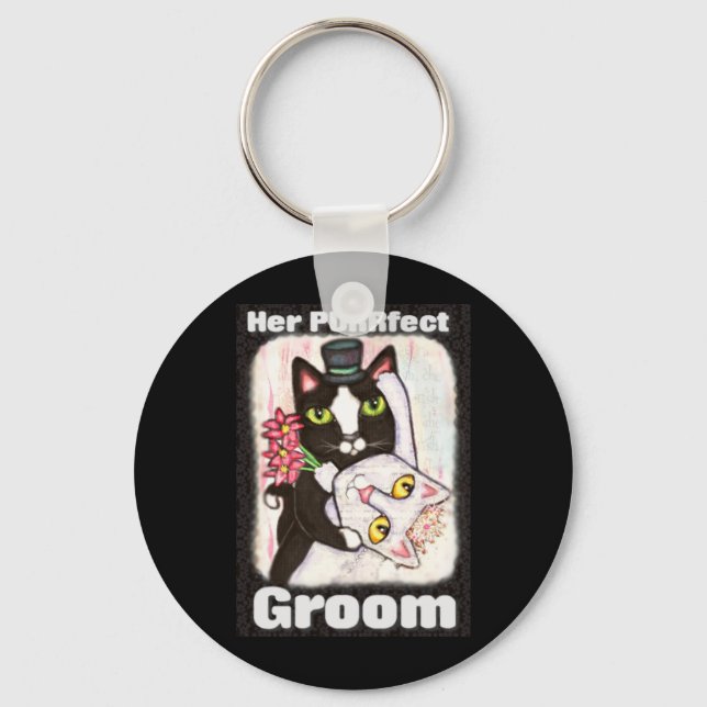 Cat Wedding Dance Groom Keychain (Front)