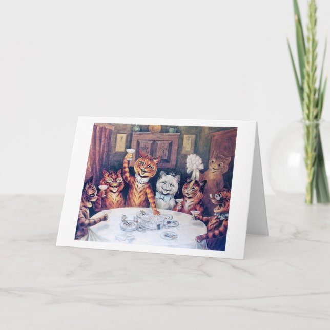 Cat Wedding, Marriage, Bride, Louis Wain Card (Front)