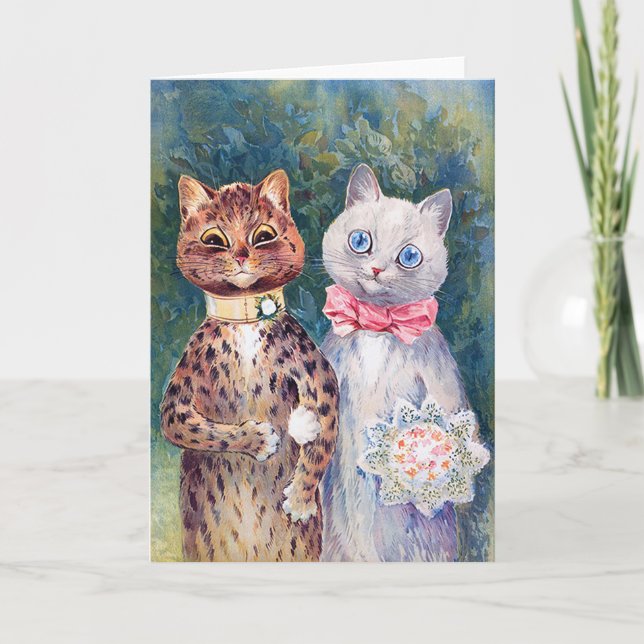 Cat Wedding, Marriage, Bride, Louis Wain Card (Front)