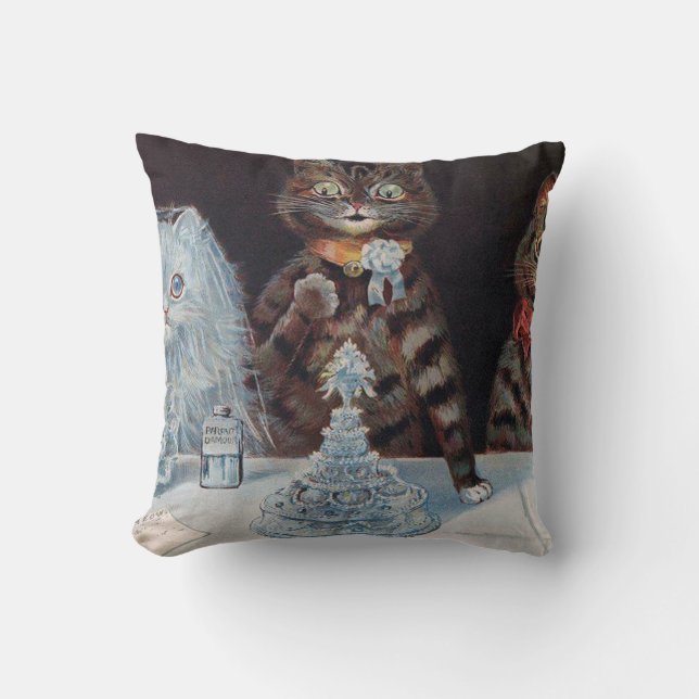 Cat Wedding, Marriage, Bride, Louis Wain Cushion (Front)