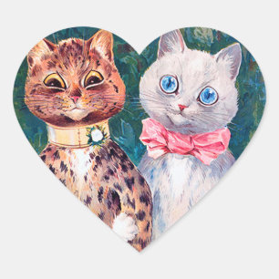 Cat Wedding, Marriage, Bride, Louis Wain Heart Sticker