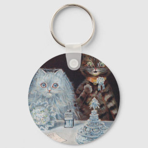 Cat Wedding, Marriage, Bride, Louis Wain Key Ring