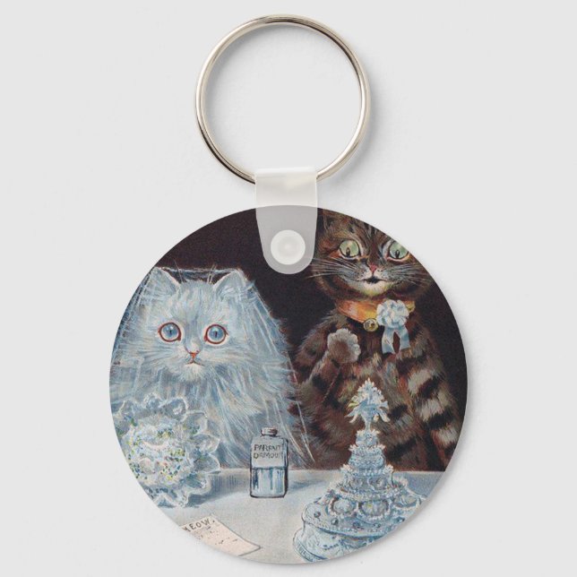 Cat Wedding, Marriage, Bride, Louis Wain Key Ring (Front)