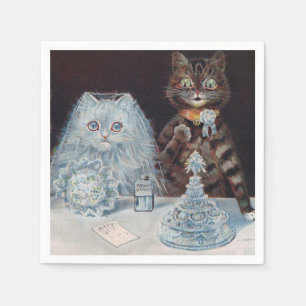 Cat Wedding, Marriage, Bride, Louis Wain Napkin