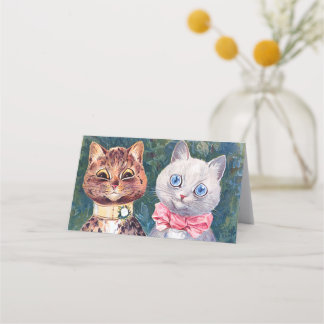 Cat Wedding, Marriage, Bride, Louis Wain Place Card