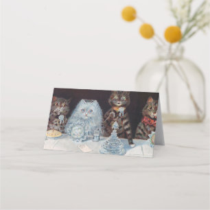 Cat Wedding, Marriage, Bride, Louis Wain Place Card
