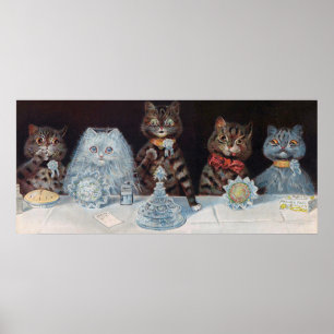 Cat Wedding, Marriage, Bride, Louis Wain Poster