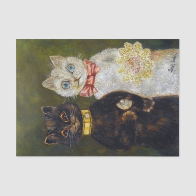 Cat Wedding, Marriage, Bride, Louis Wain Tissue Paper (Front)