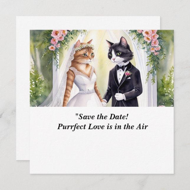 CAT WEDDING Save the Date invitation  (Front/Back)