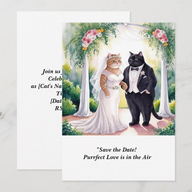 CAT WEDDING Save the Date invitation  (Front/Back)