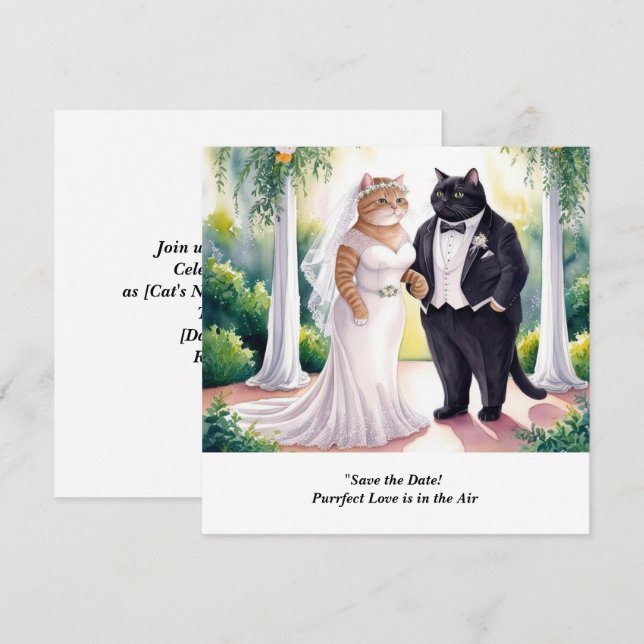 CAT WEDDING Save the Date invitation  (Front/Back)