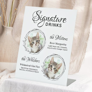 Cat Wedding Signature Drinks 2 Pet Photo Bar Pedestal Sign