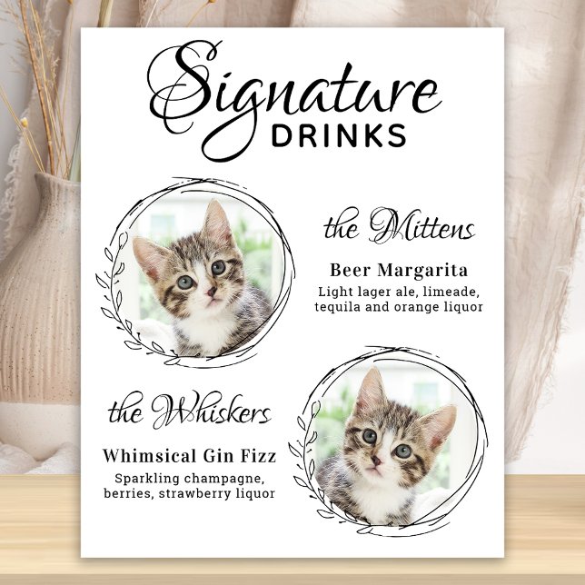 Cat Wedding Signature Drinks 2 Pet Photo Bar  Poster (Creator Uploaded)