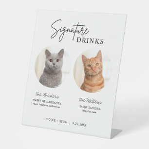 Cat Wedding Signature Drinks Cocktail Bar Pedestal Pedestal Sign