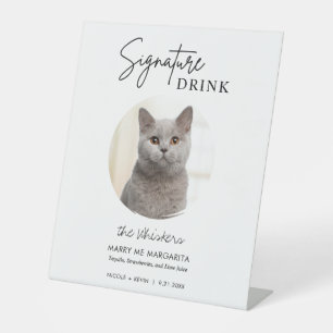 Cat Wedding Signature Drinks Cocktail Bar Pedestal Sign