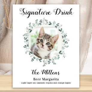 Cat Wedding Signature Drinks Photo Cocktail Bar  Poster