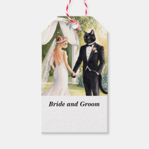 Cat Wedding themed with Bride and Groom  Gift Tags